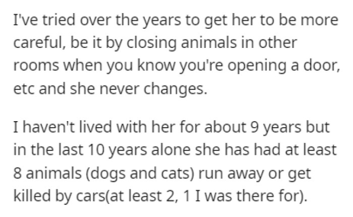 OP tried to get her grandma to be more careful over the years, but she never changed