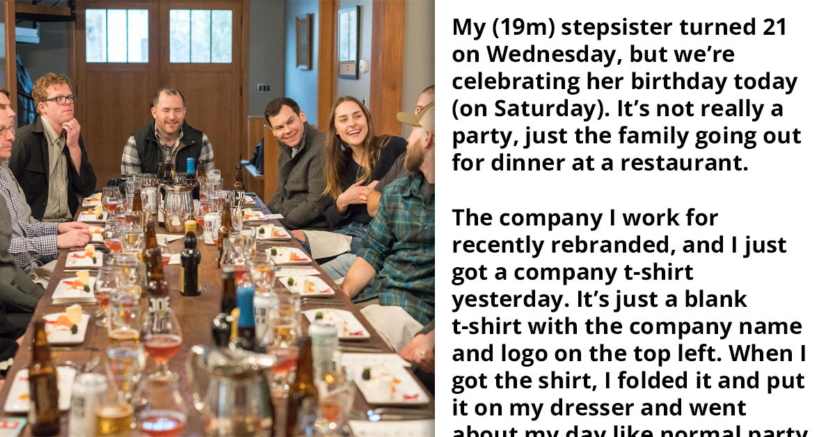 Guy Wears His Company's T-shirt To A Birthday Dinner And Gets Called Out For Trying To Steal The Show And Get Attention On His Company