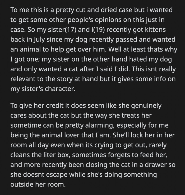 Her sister said it's not hurting the cat since she just lays there all day and seems to enjoy it.