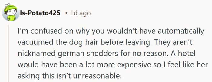 With dogs lovingly called german shedders, this angle treats the cleanup as an expected part of the package.