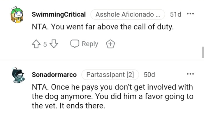 The OP did him a favor by going to the vet