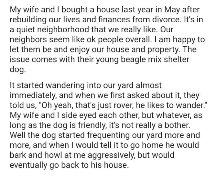 Redditor Moves Into His New House, and the Neighbor's Dog Starts Wandering Into Their Yard Almost Immediately