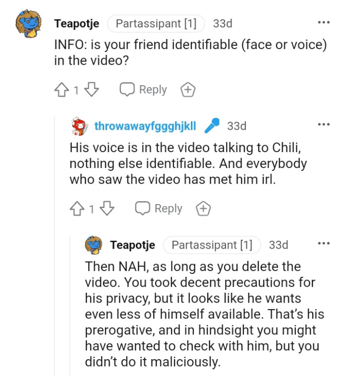 The Voice of the OP's Friend Wouldn't Point to Him