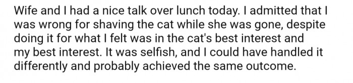 They chatted over lunch and OP admitted to handling the situation poorly