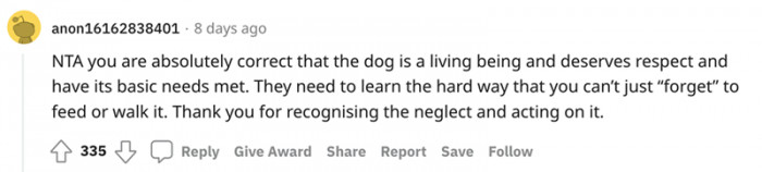 The dog is a living being and deserves respect