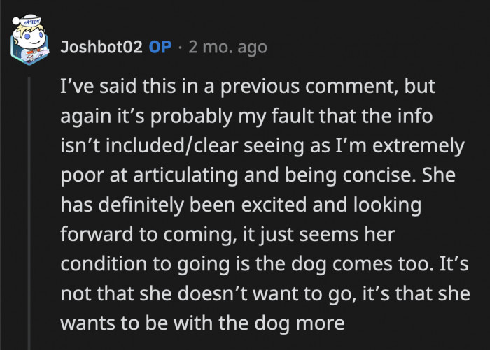 There's a reason why she doesn't want to leave her old dog alone on Christmas.