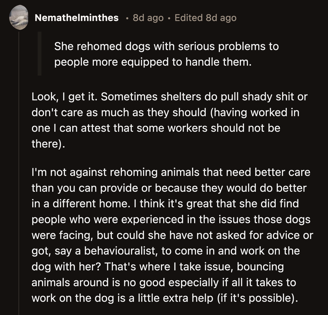 Redditors were disturbed by how casually OP mentioned that her girlfriend rehomes dogs she finds difficult.