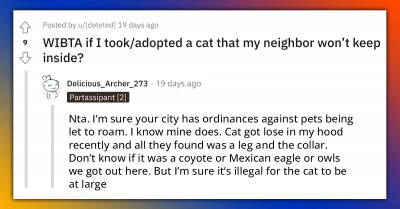 Redditor Intends To Keep And Eventually Adopt A "Super Friendly" Cat Whose Owner Won't Keep Inside