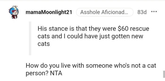 Living with someone who's not a cat person