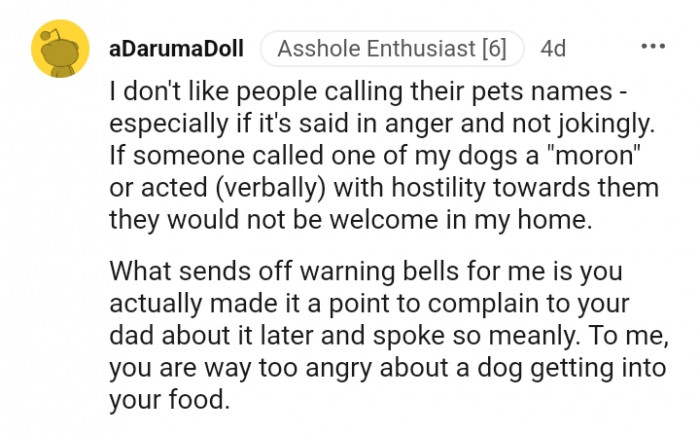 You are way too angry about a dog getting into your food