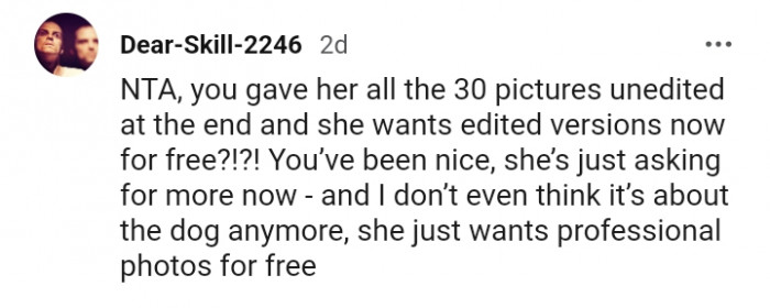 She now wants edited versions