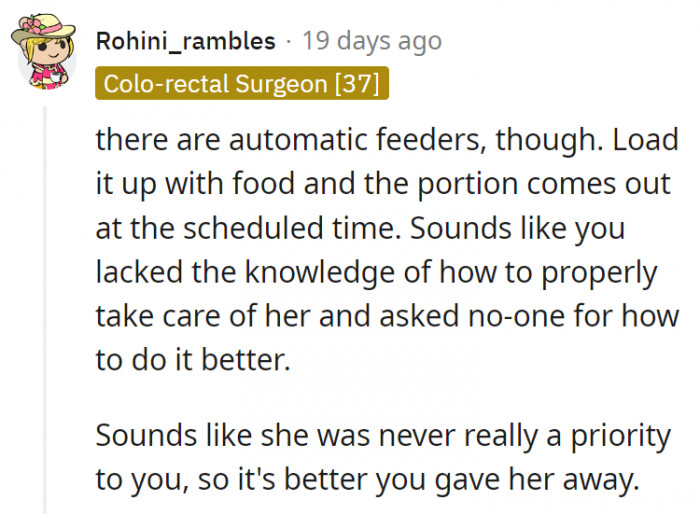 12. It's better for the dog to go live with a family where she was a priority