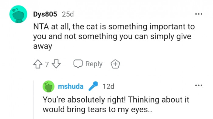 The cat is something important to you.