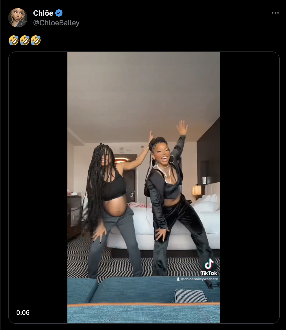 Now that baby Halo is safely in their arms, Chloe, Halle's sister, shared a video of her then-pregnant sister goofing around and dancing.