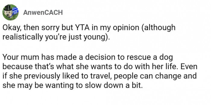 Knowing that OP is only 17 and her parents pay for the trip, they really have no grounds for being so rude