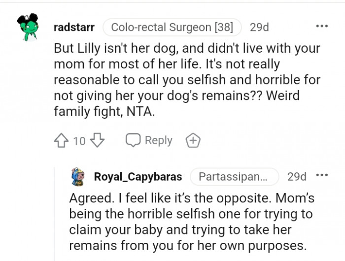 It's not really reasonable to call you selfish