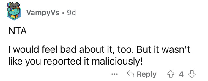 OP never intended to get her roommate in trouble.