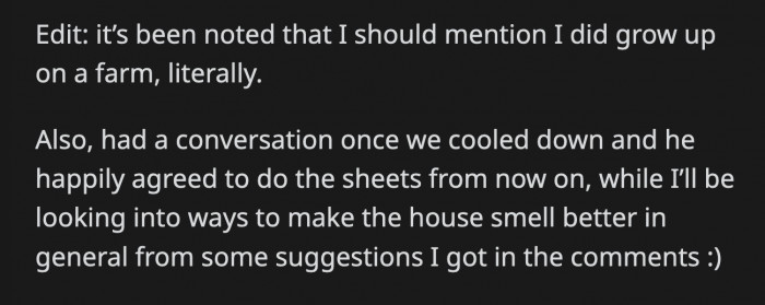 It looks like they found a middle ground they are both happy with, thanks to some advice from Redditors!