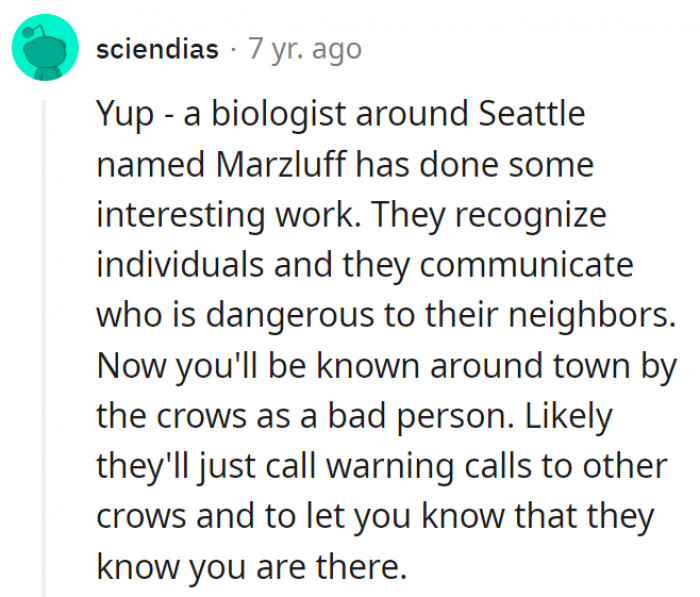 2. Crows will know who the bad guys are
