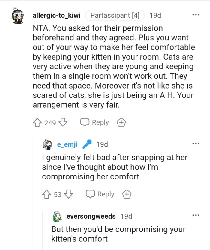 The OP went out of her way to make her feel comfortable