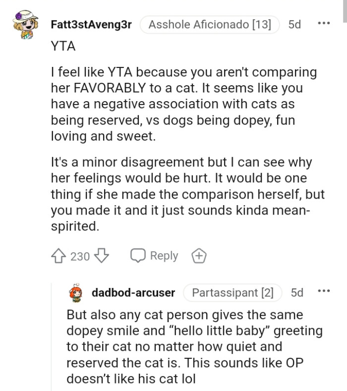 It's a minor disagreement, but this Redditor can understand why she's hurt