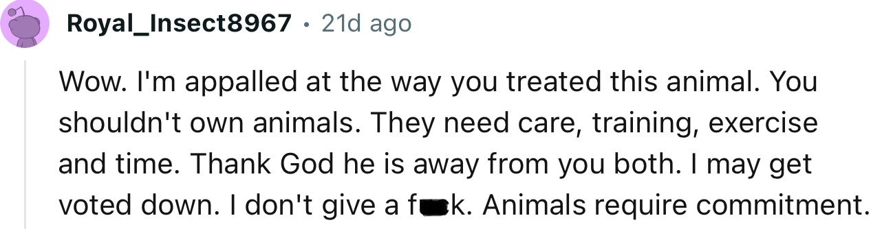 “Thank God he is away from you both.”
