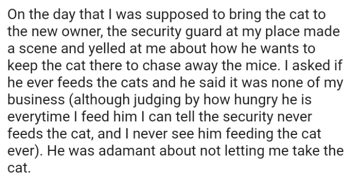 The security guard at the OP's workplace made a scene and yelled at her