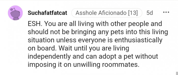 This Redditor advises the OP to wait until they are living independently