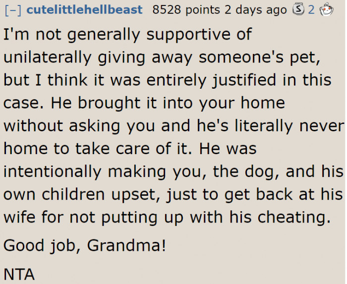 Redditors applauded the OP for what she did.