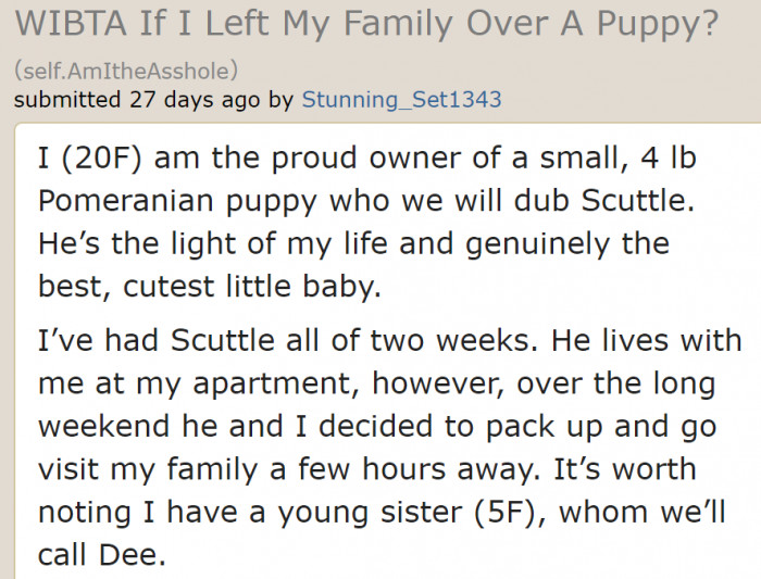 A woman decided to visit her family together with her dog.
