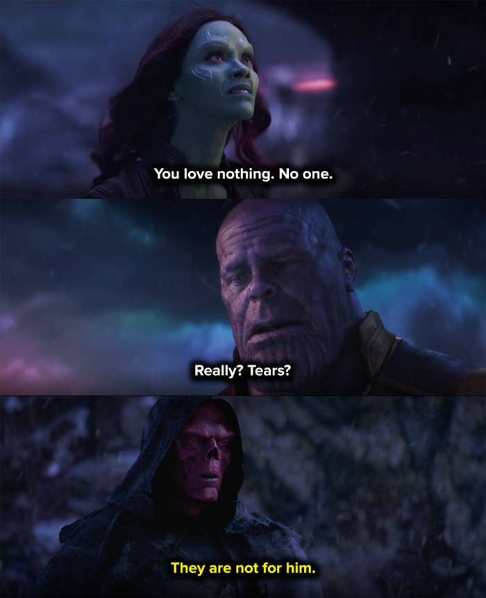 23. When Gamora realizes that her adoptive father was going to kill her in Avengers: Infinity War