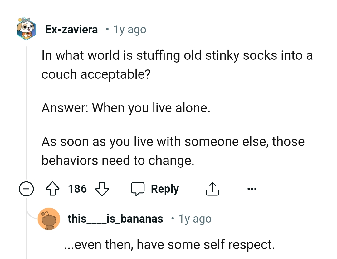 Behaviours need to change as soon as you start living with someone