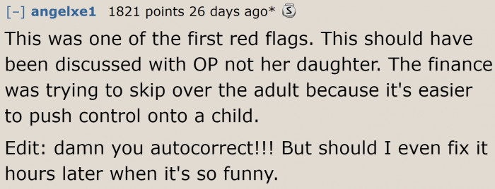 The man targeted someone he can control—the original poster's daughter.