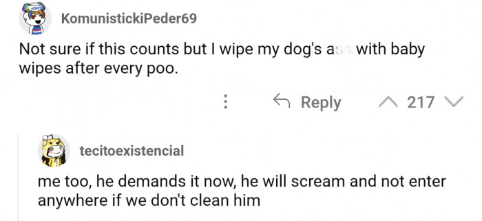 9. Post-poo wipe with a baby wipe