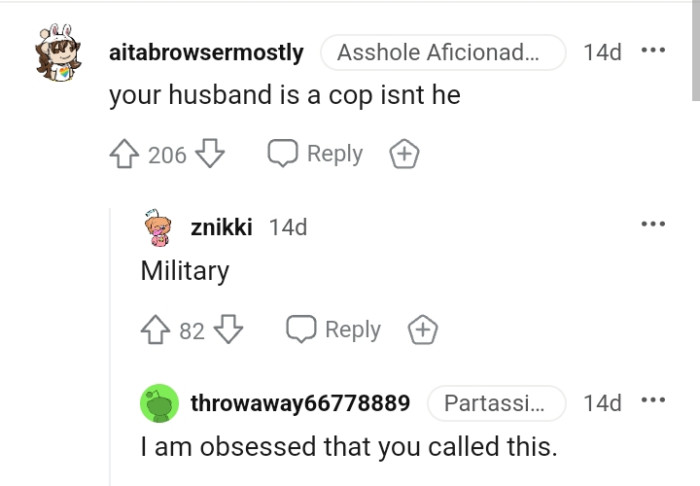 This Redditor Believes the OP's Husband Is a Cop