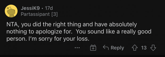 OP has nothing to apologize for.