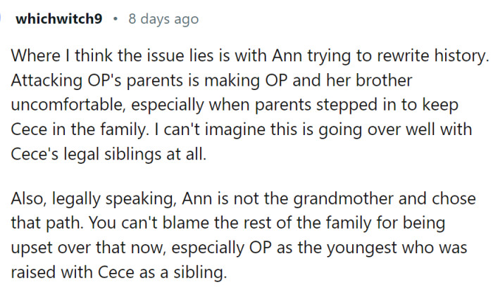 Ann is trying to rewrite history
