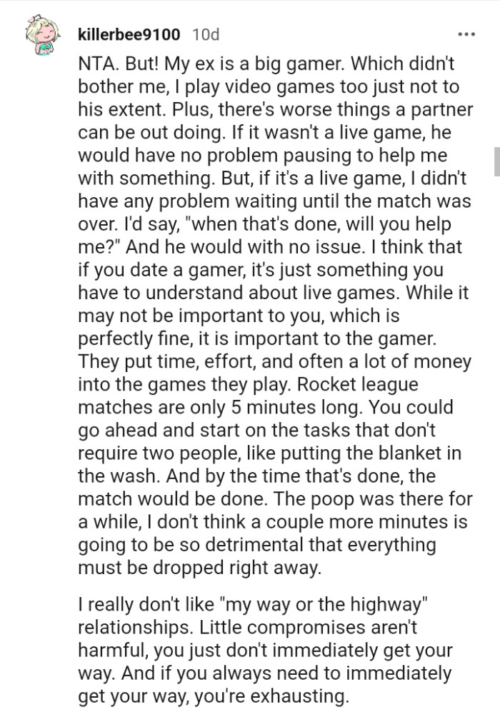 There are worse things a partner could be doing.