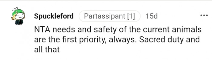 3. Safety of the current animals is the top priority