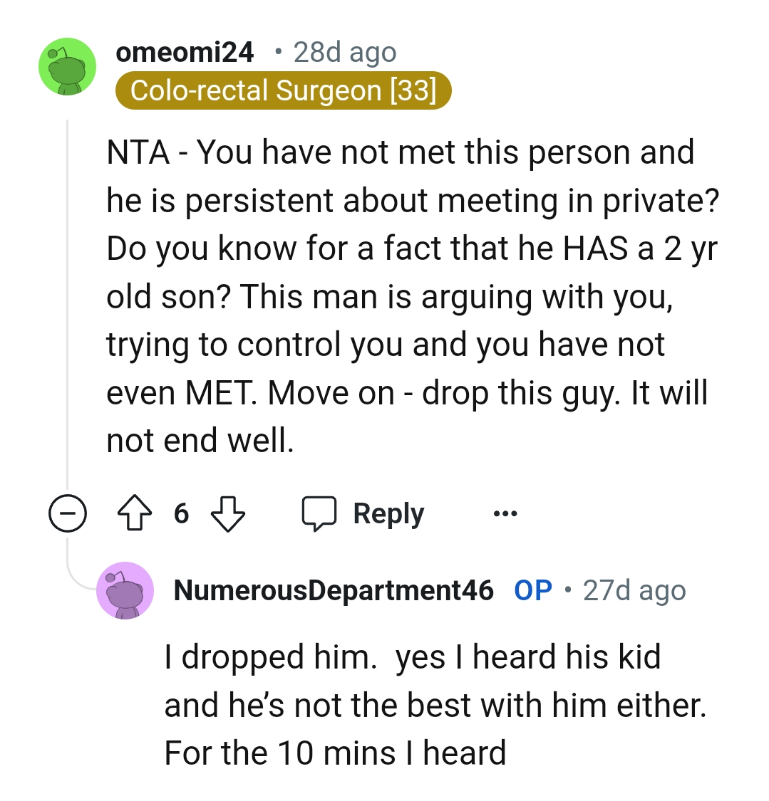 The man is arguing with the OP