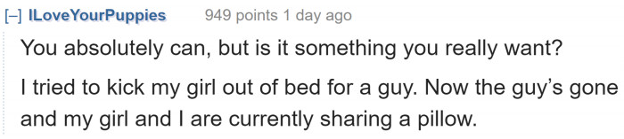 Remember: It's the dog who's likely going to stay in your life.