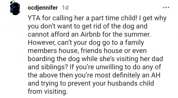 12. You are trying to prevent her from visiting