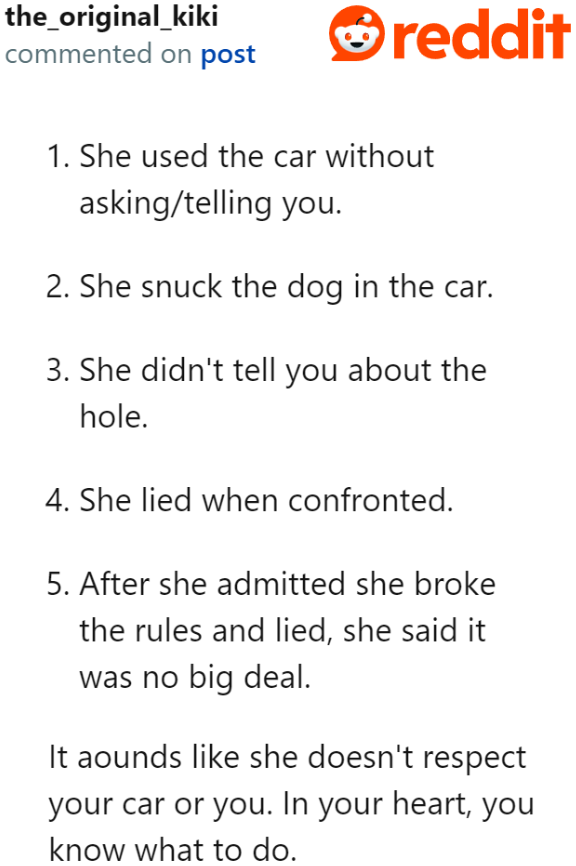 One Redditor hints that the OP should break up with the girlfriend.