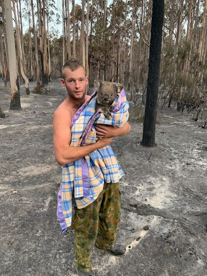 "This Is Patrick Boyle. Since The Fire Has Passed Through Mallacoota This Amazing, Selfless Young Guy Has Been Out Searching For Injured Wildlife"
