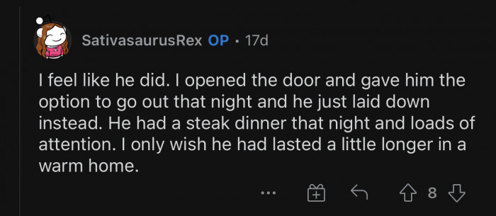 He had the option to leave but still decided to stay.