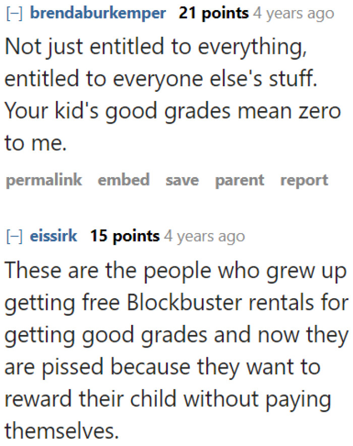 Good Grades Don't Make One Entitled to Someone Else's Property.