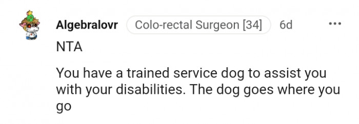 The trained service dog assists you with your disabilities