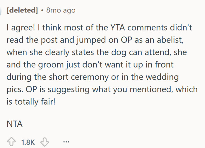 The dog can attend