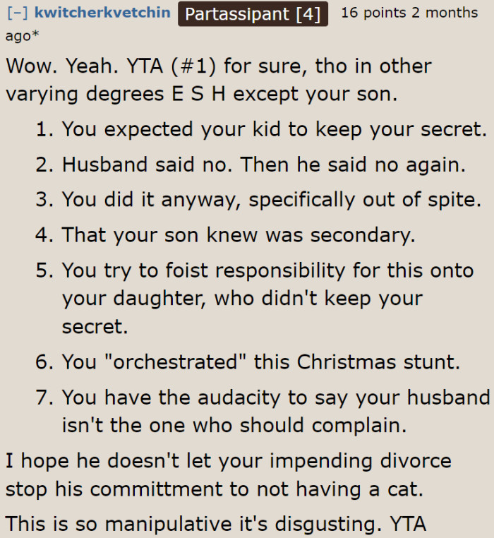 We hope the OP realizes something from this Redditor's post.