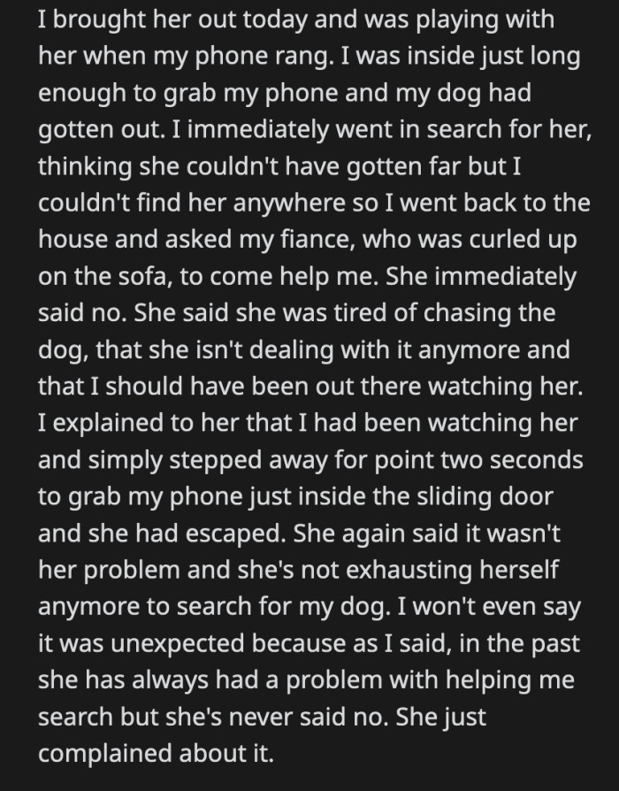 OP explained that he was inside for just a few seconds, but his GF wouldn't hear any of it